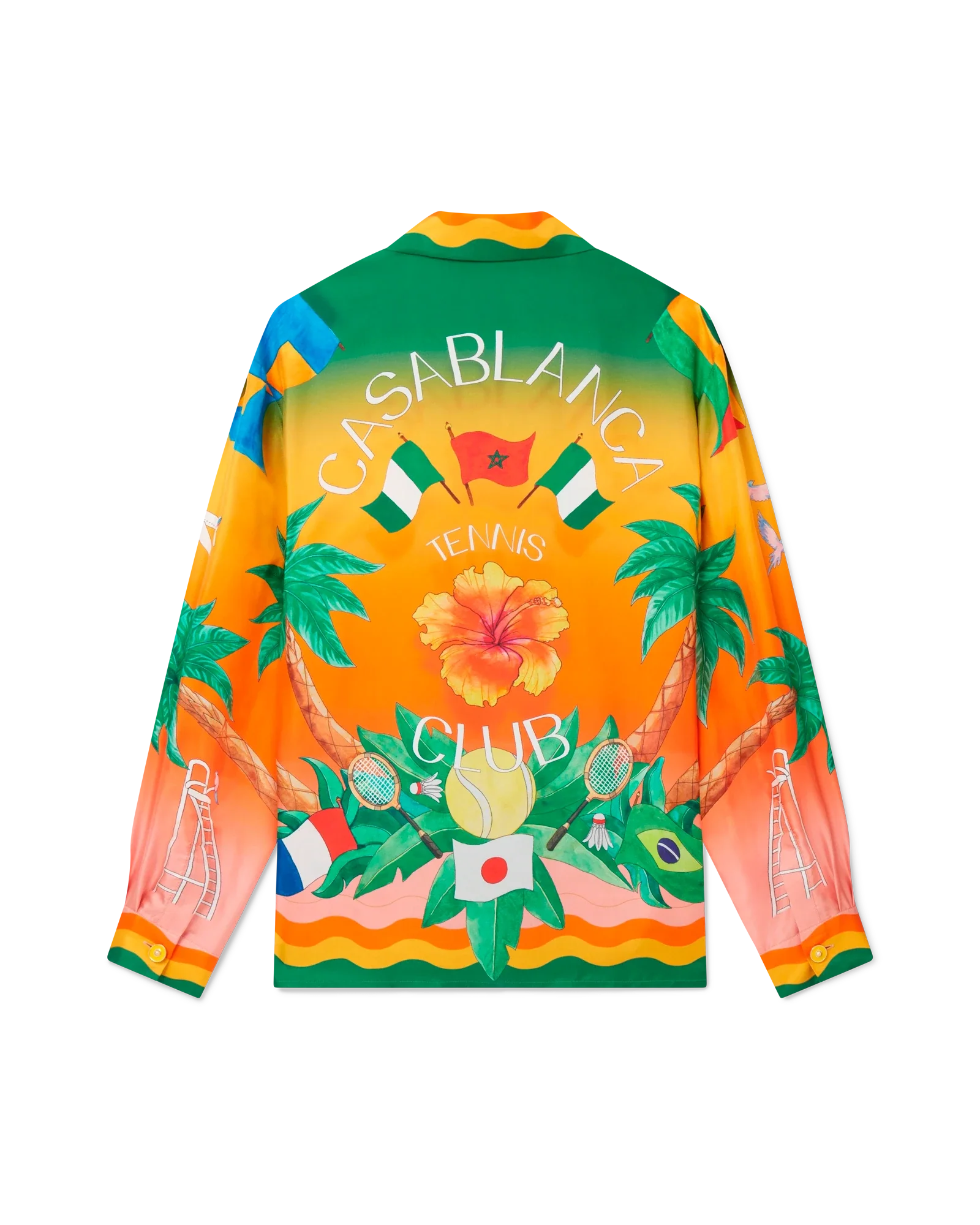 Tennis Club En Fleur Long Sleeve Silk Shirt