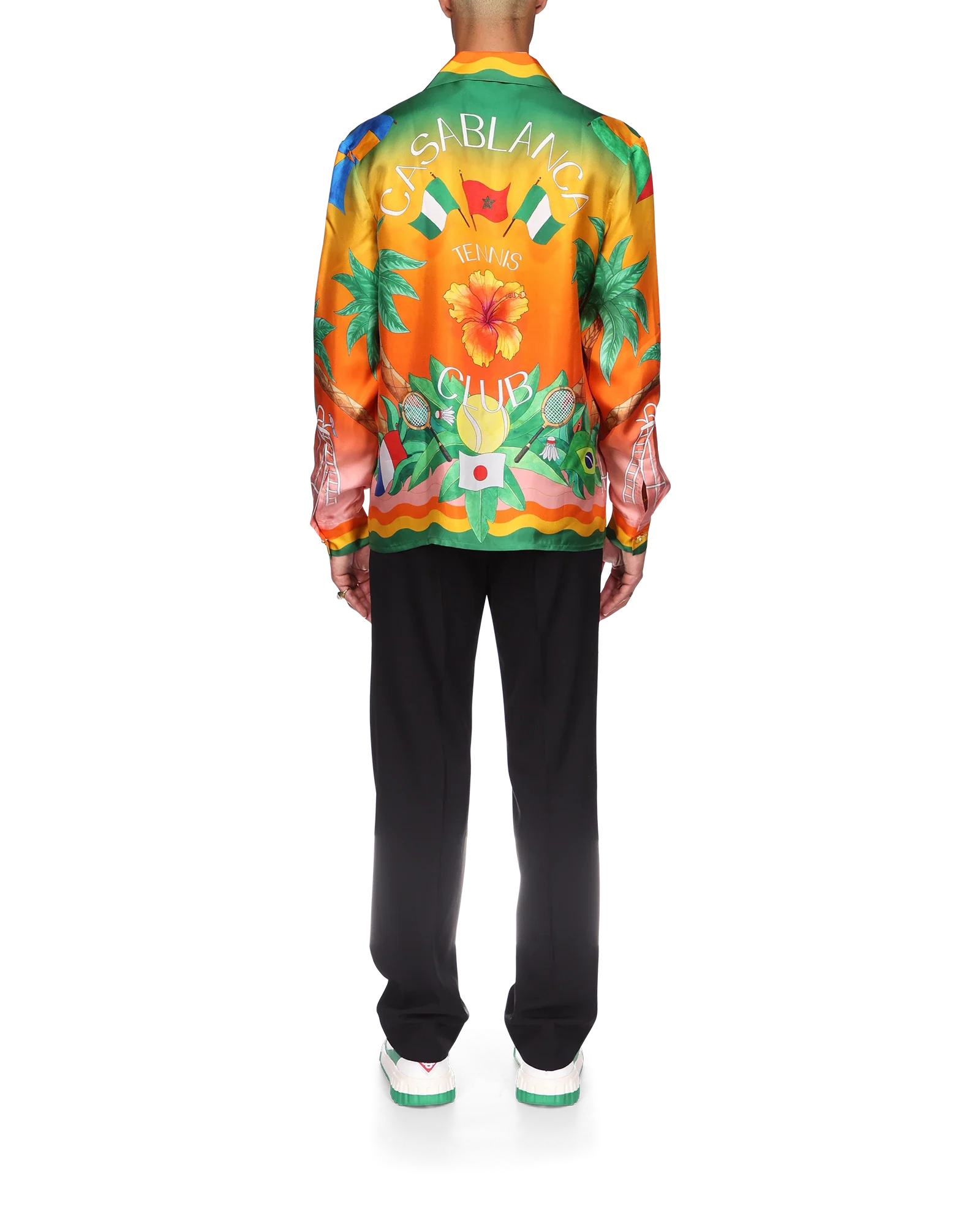 Tennis Club En Fleur Long Sleeve Silk Shirt