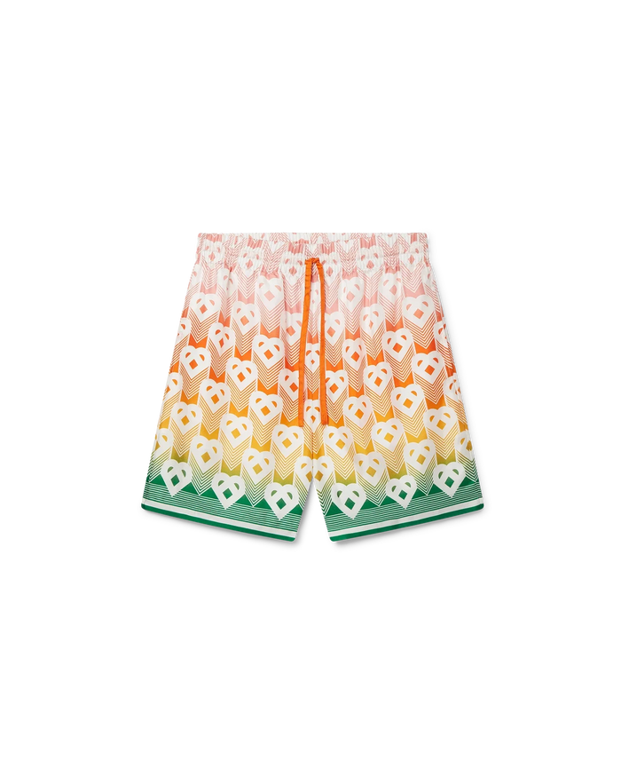 Gradient Heart Monogram Silk Shorts