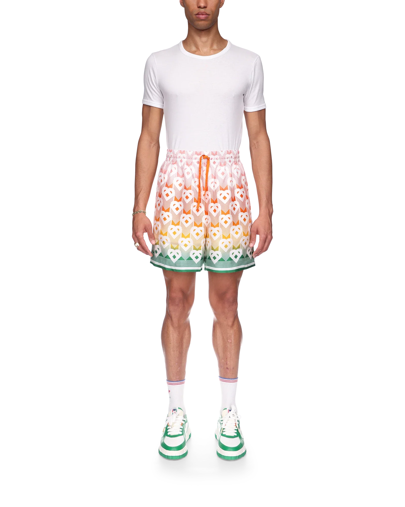 Gradient Heart Monogram Silk Shorts