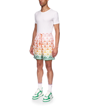 Gradient Heart Monogram Silk Shorts