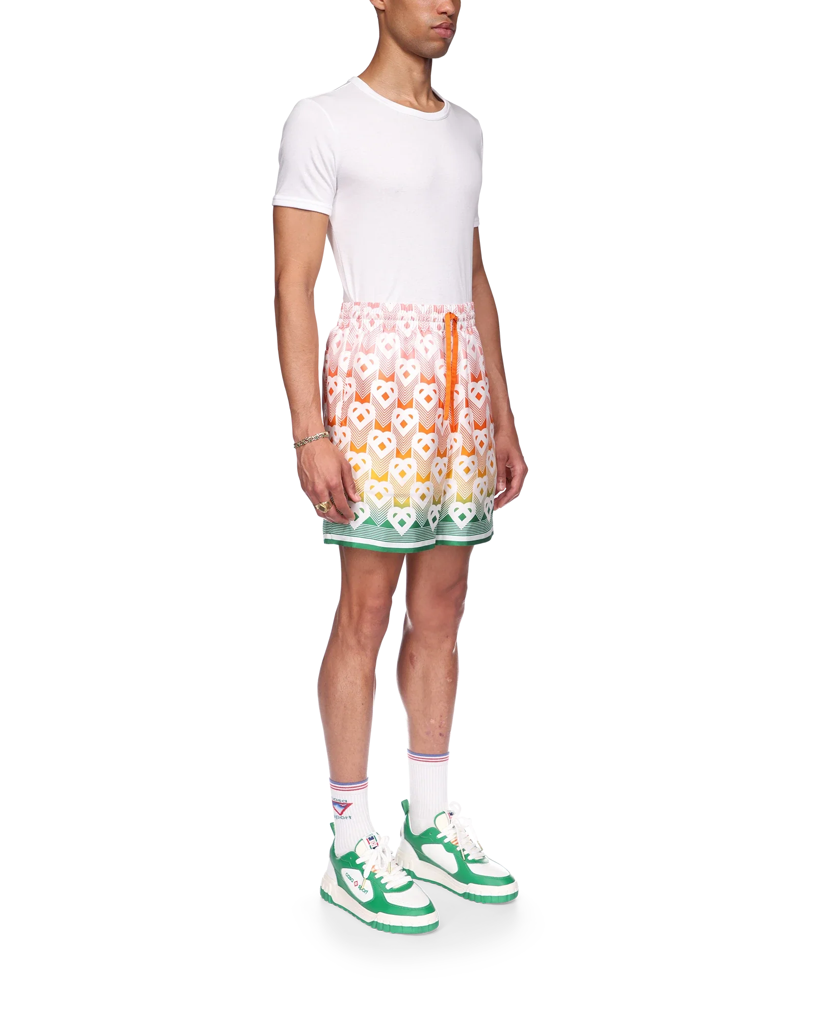 Gradient Heart Monogram Silk Shorts