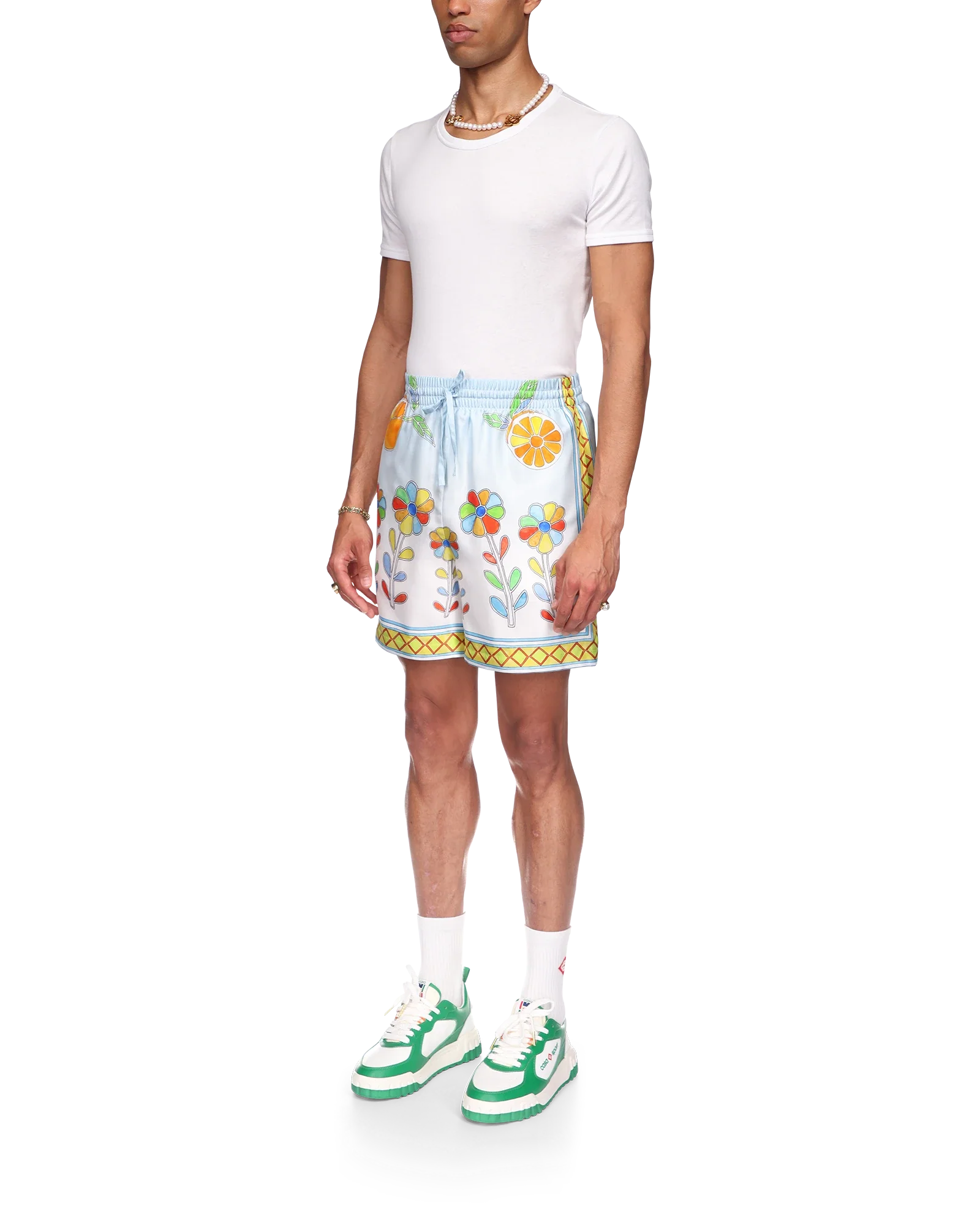 Short en soie Yoruba Flowers