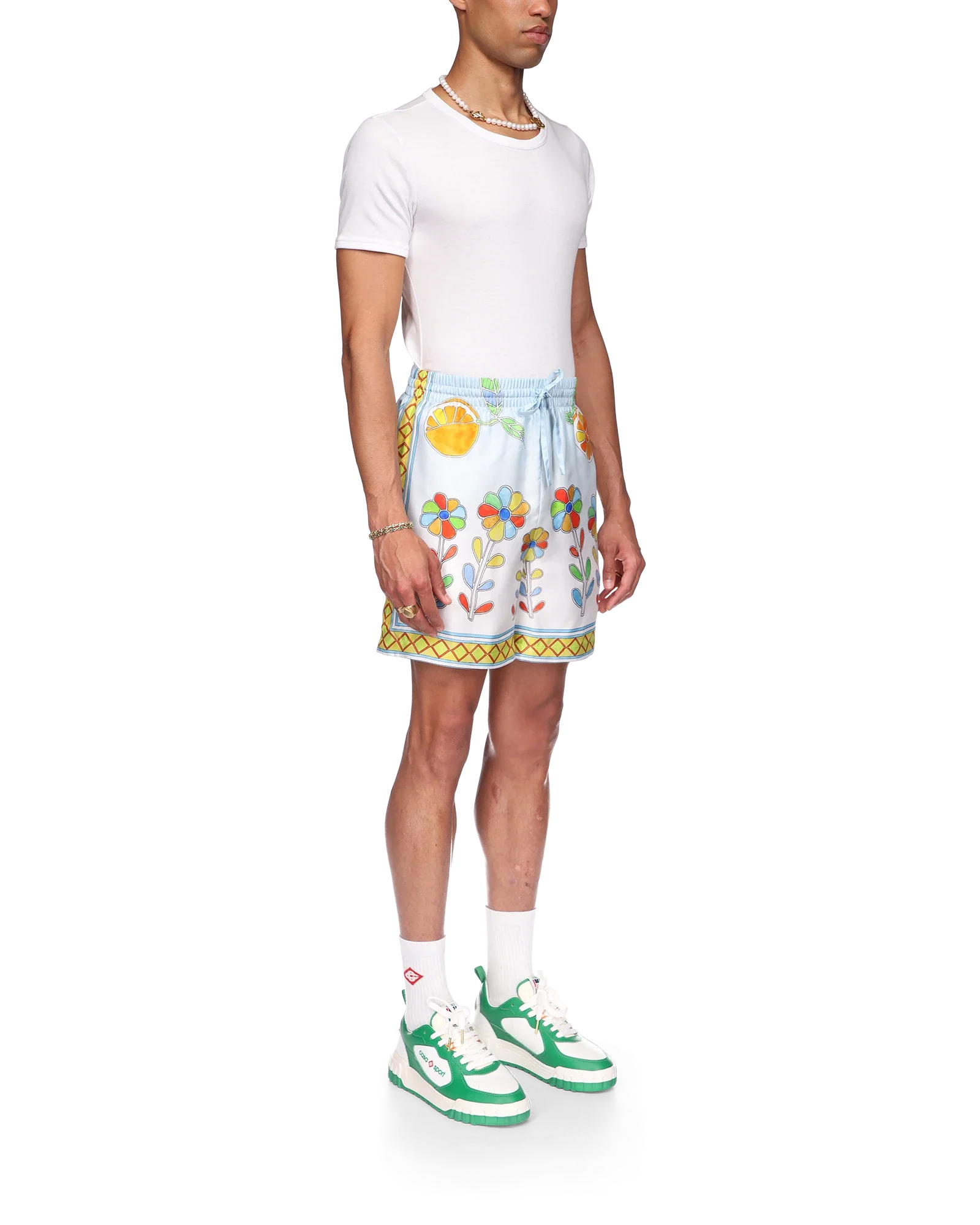 Short en soie Yoruba Flowers