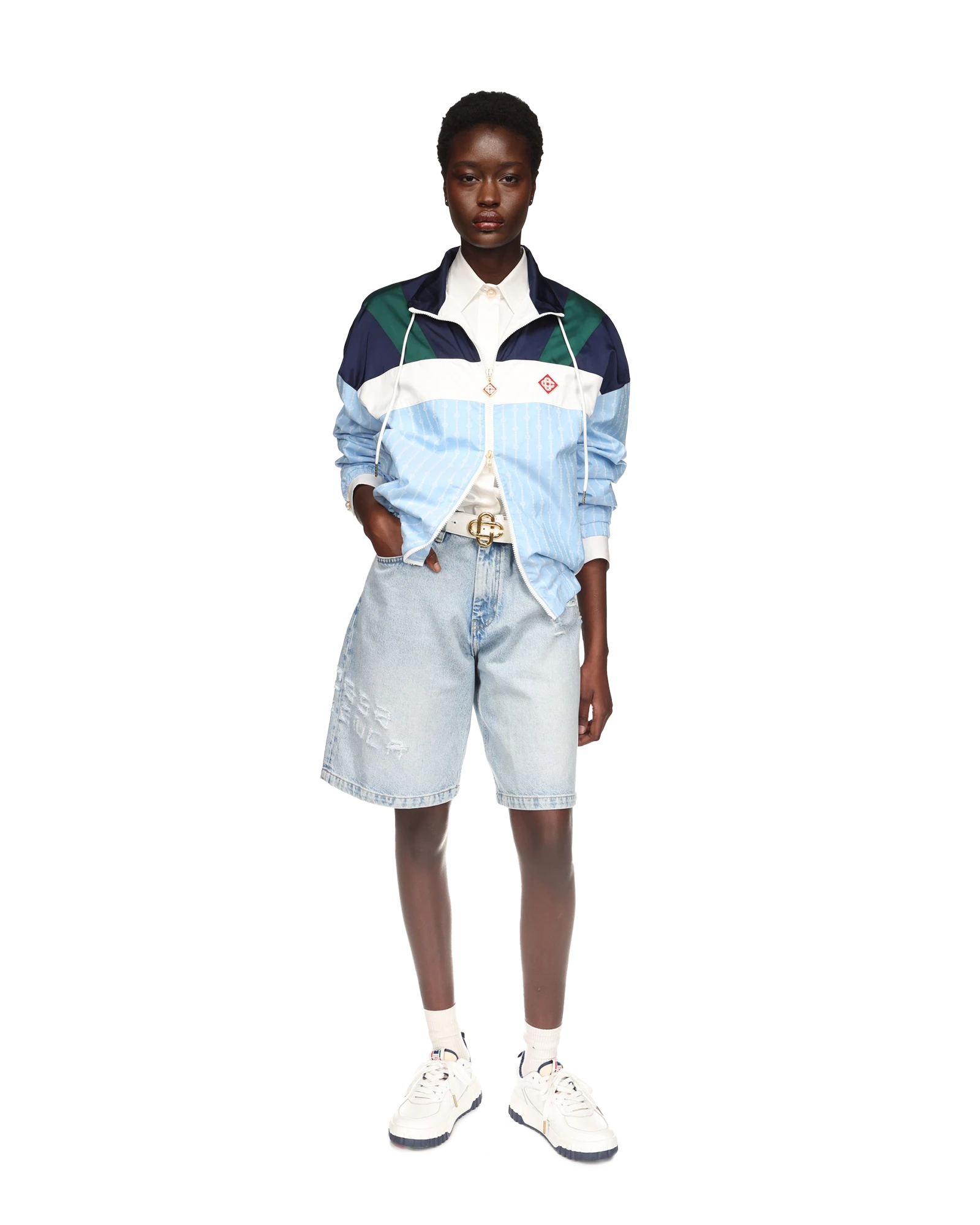 Pinstripe Nylon Track Jacket