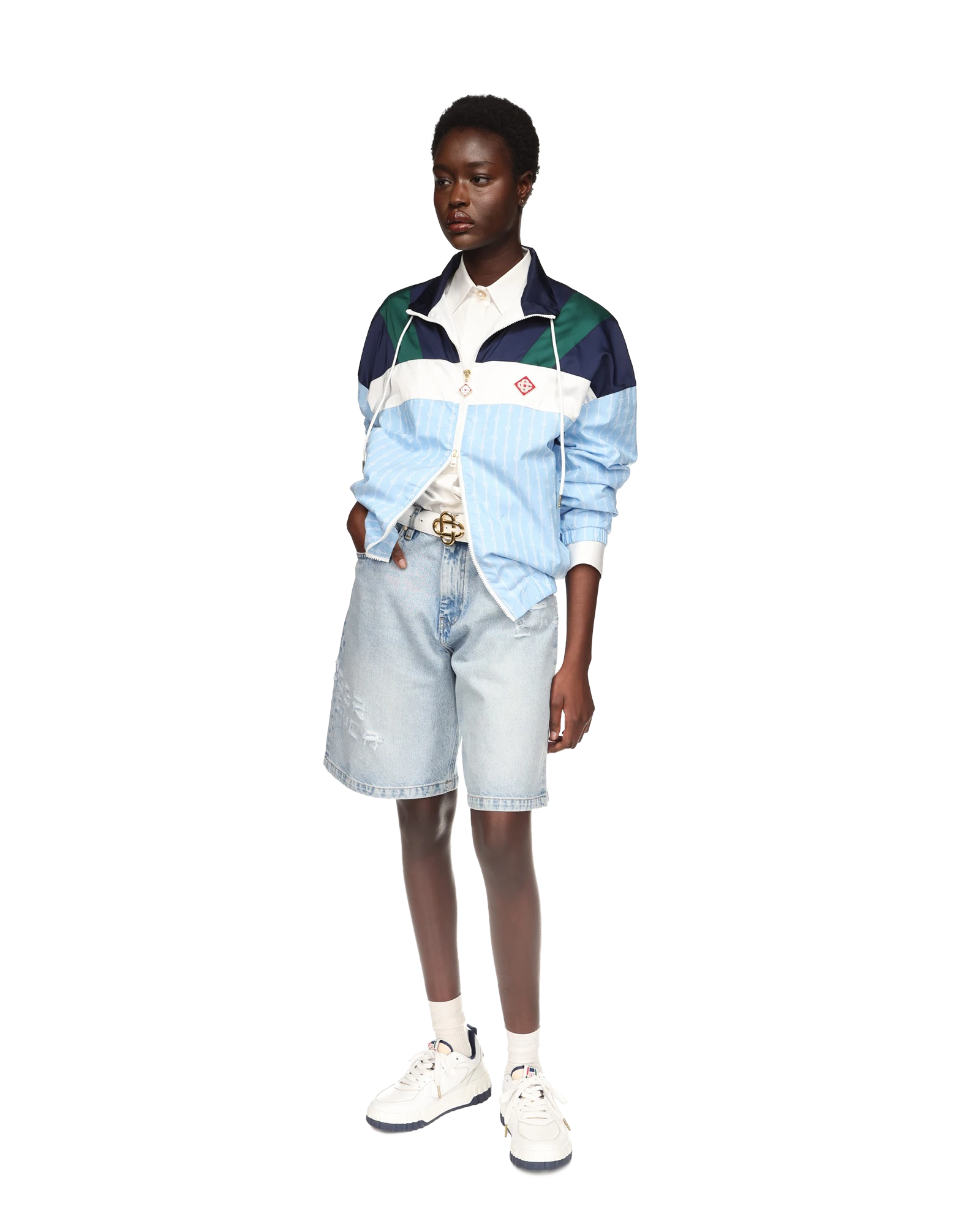 Pinstripe Nylon Track Jacket