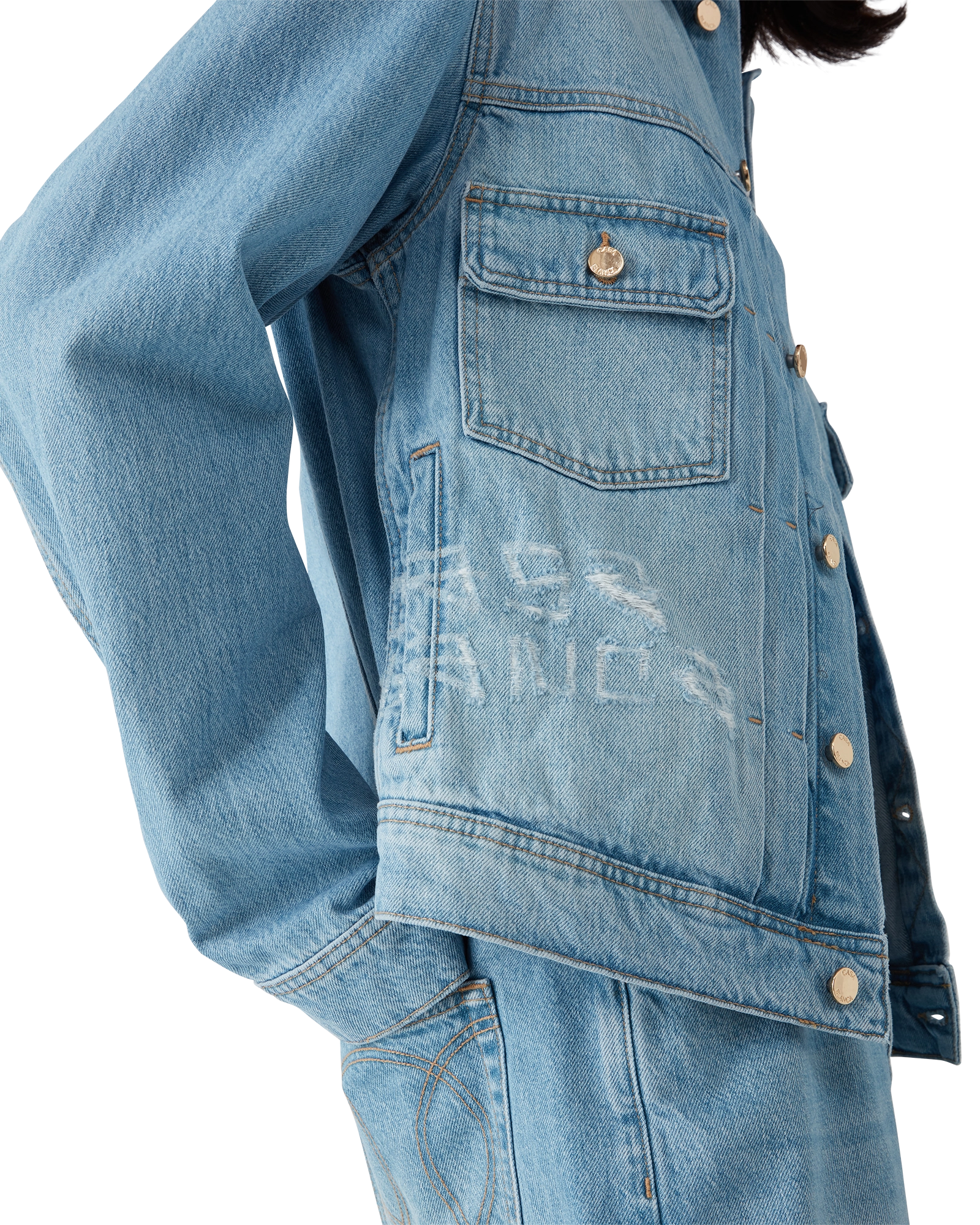 Graffiti Distressed Denim Jacket