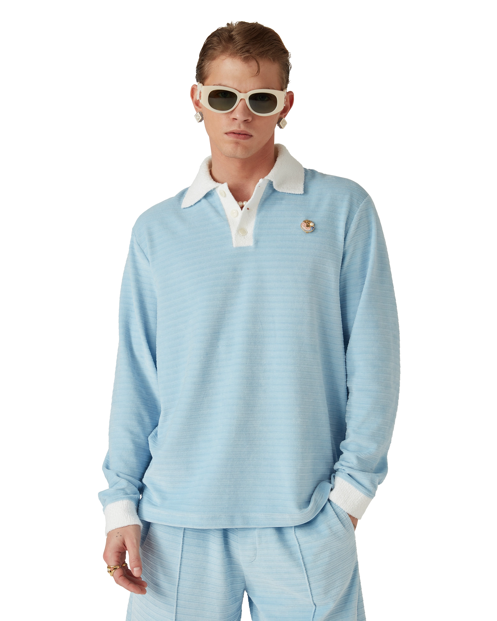 Velour Stripe Polo Shirt