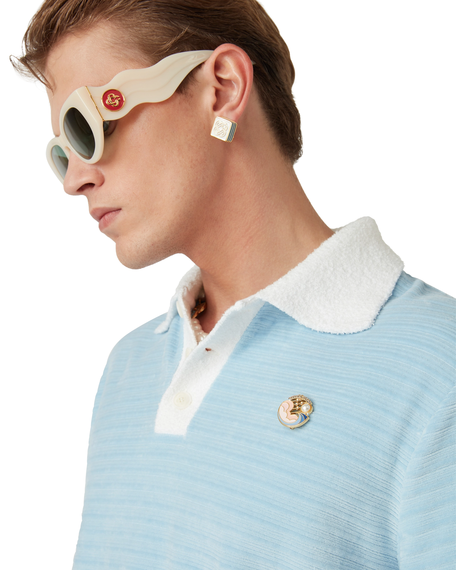 Velour Stripe Polo Shirt