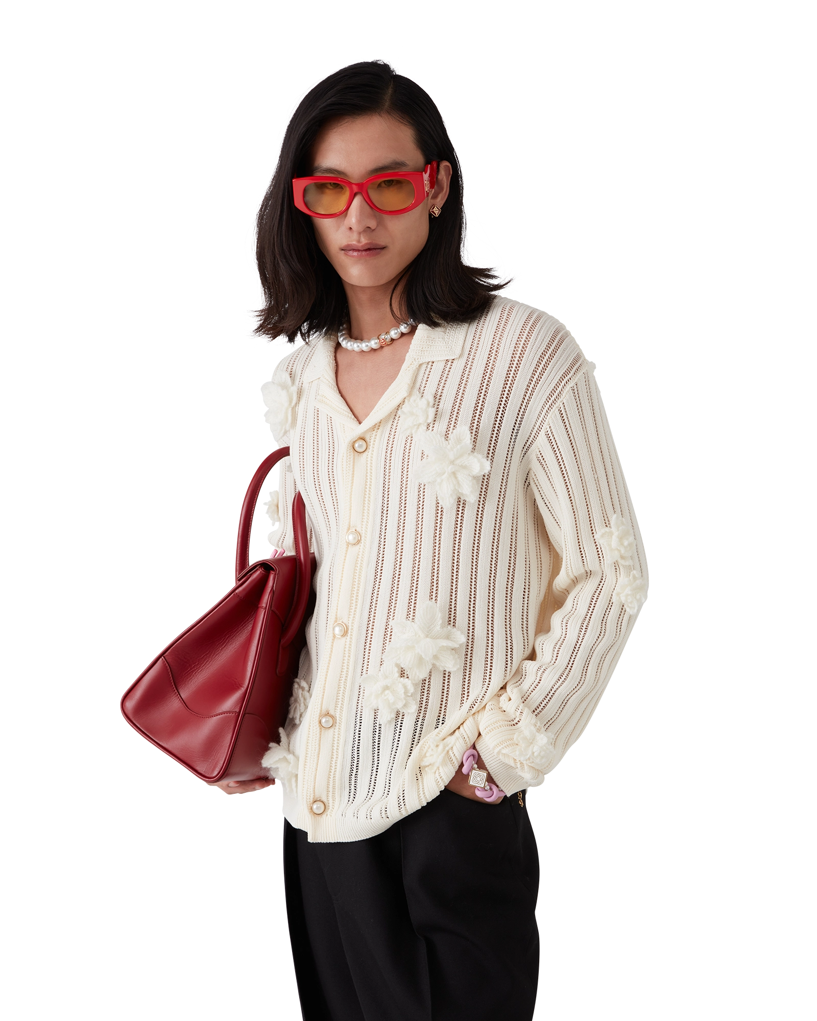 Flower Lace Knit Shirt