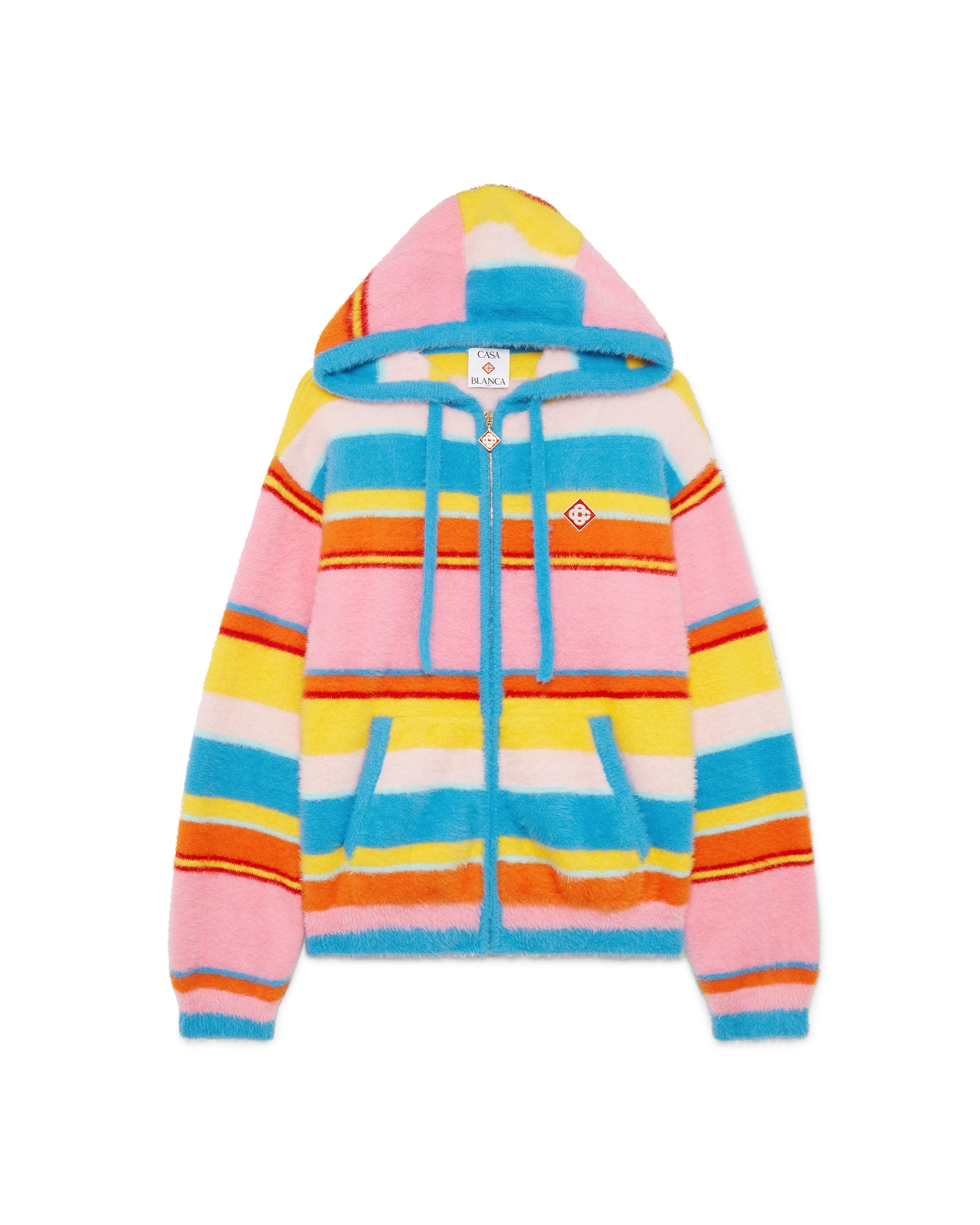 Fluffy Stripe Oversized Hooded Sweatshirt