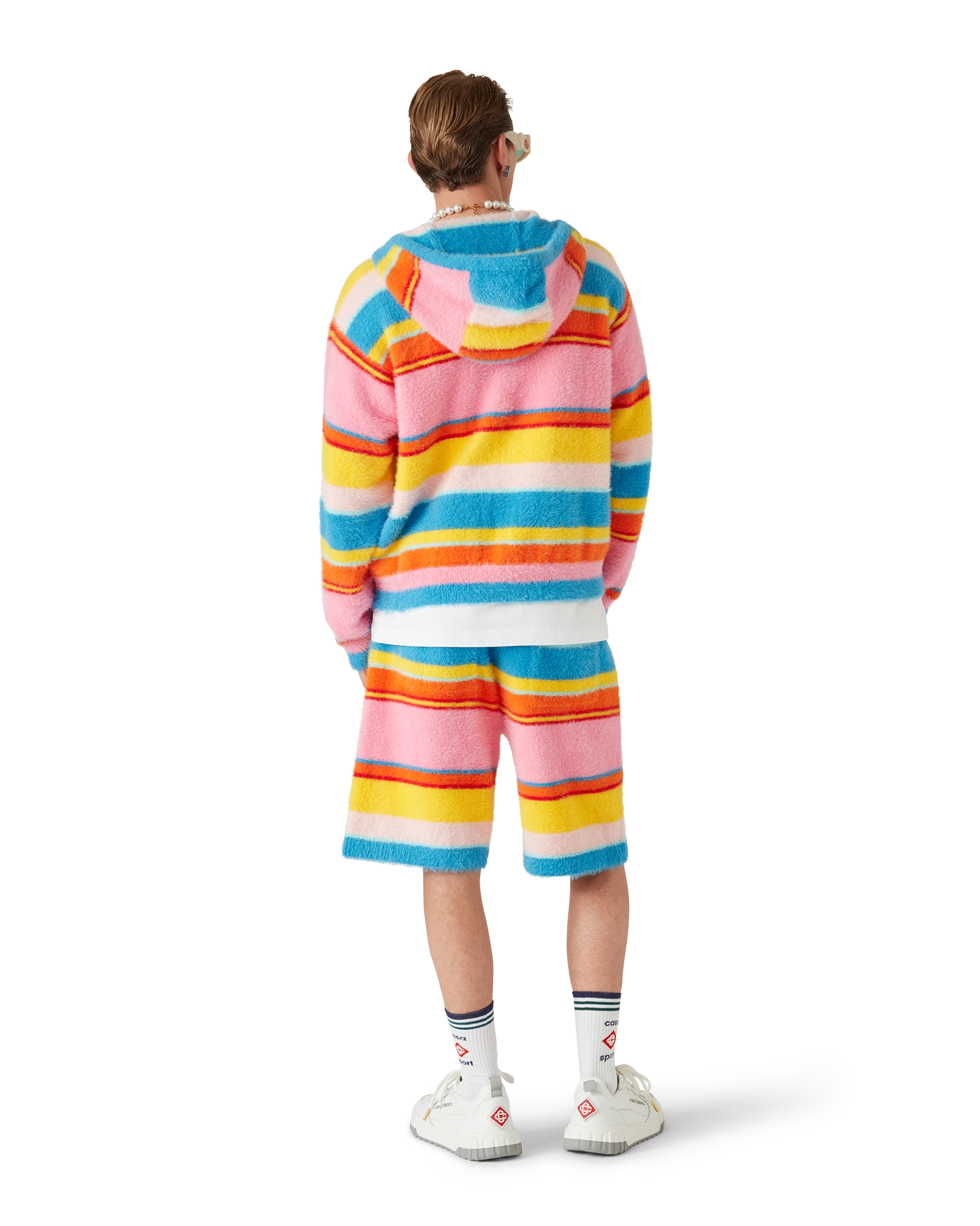 Fluffy Stripe Oversized Hooded Sweatshirt