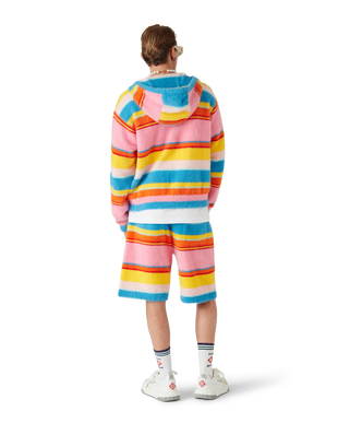 Fluffy Stripe Oversized Hooded Sweatshirt