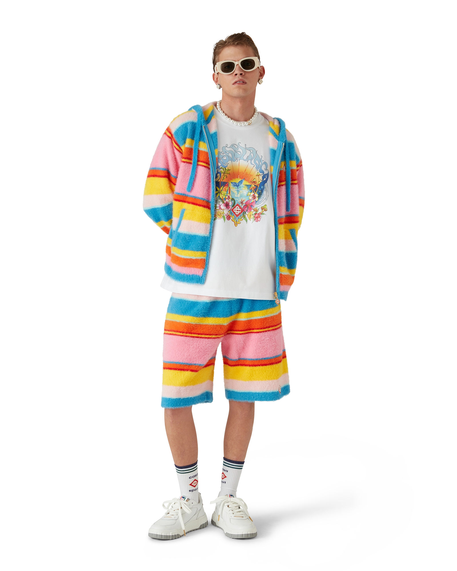 Fluffy Stripe Oversized Shorts