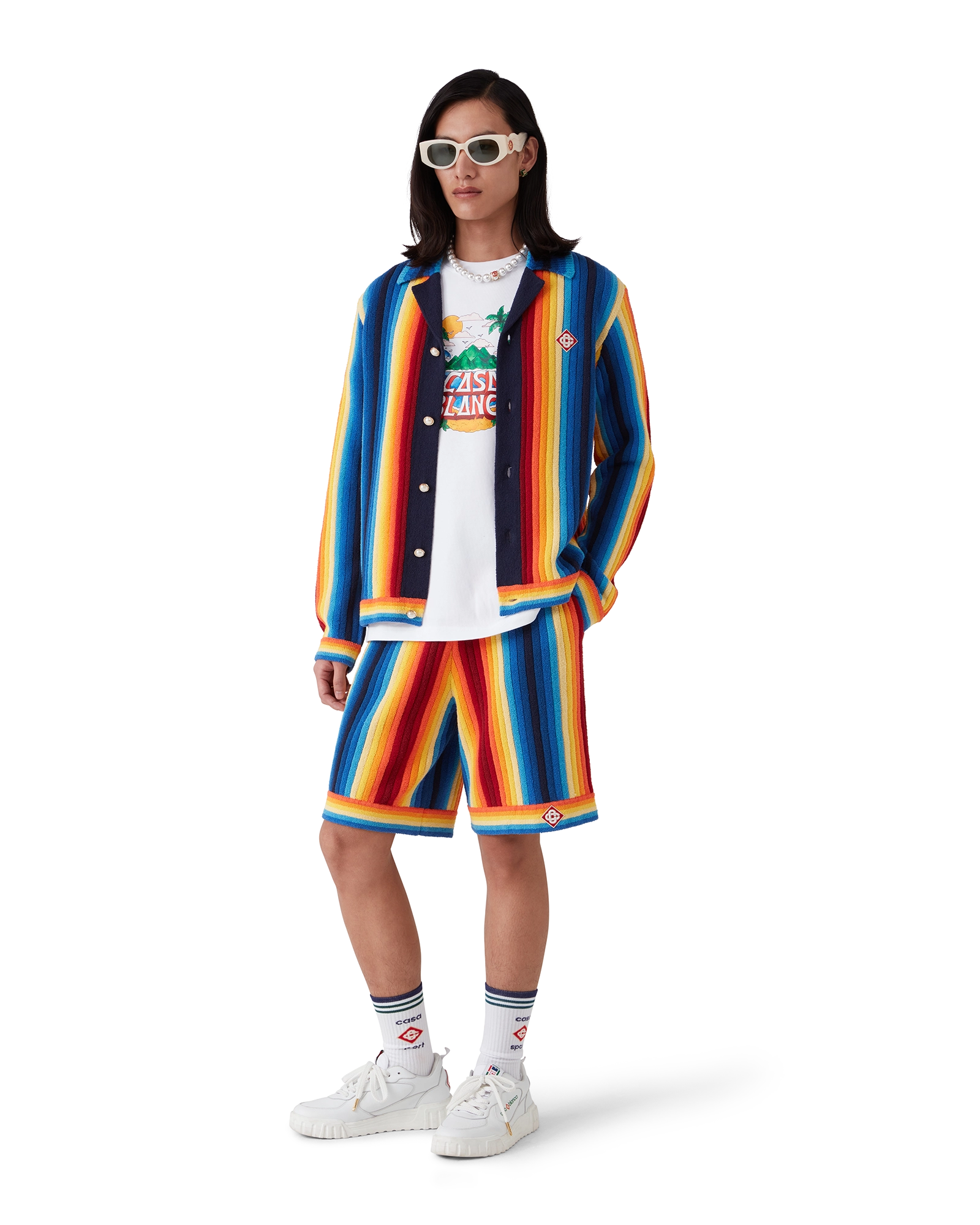 Gradient Stripe Towelling Jacket