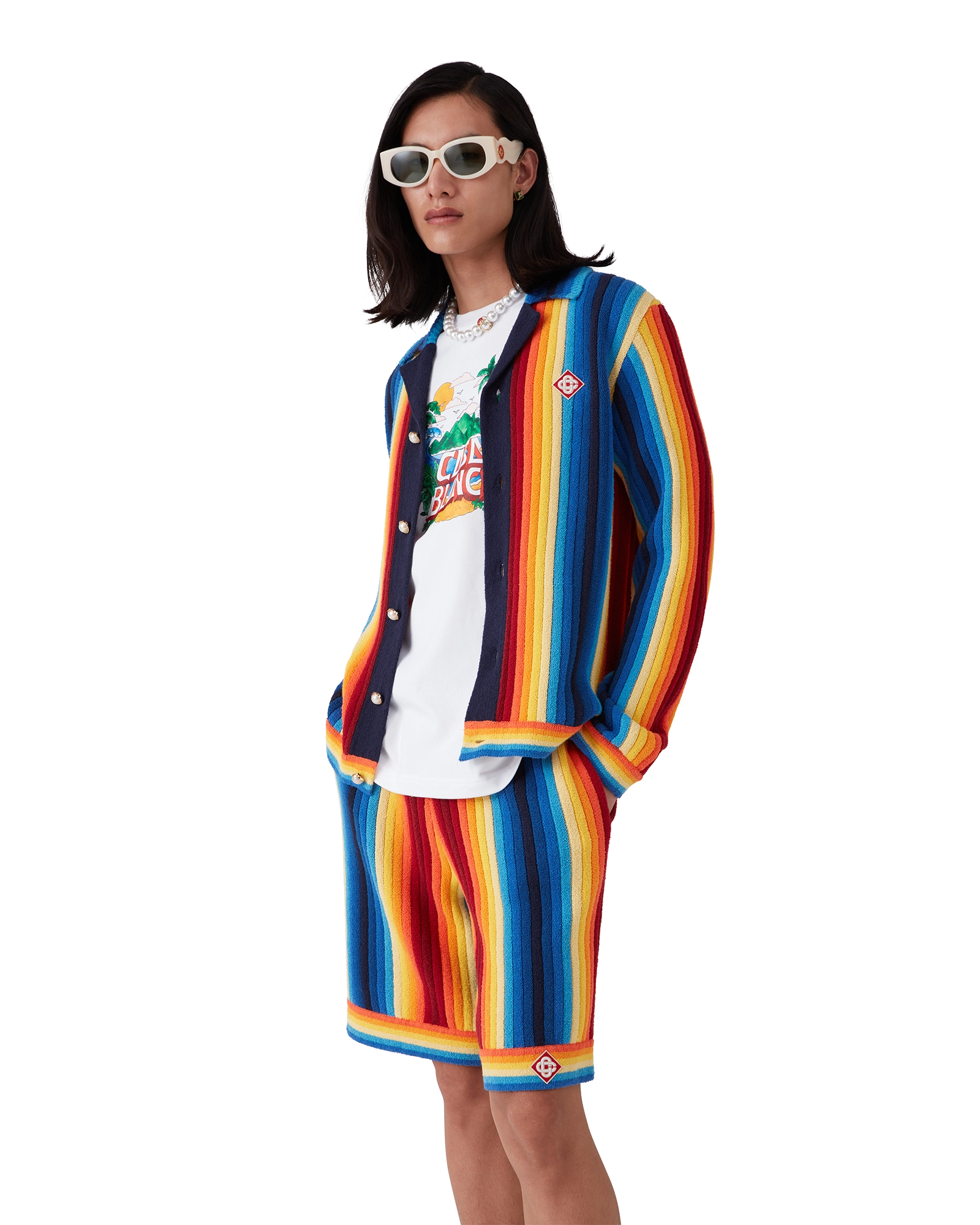 Gradient Stripe Towelling Jacket