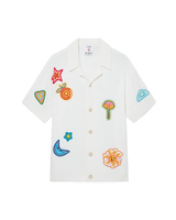 Motif Short Sleeve Crochet Shirt