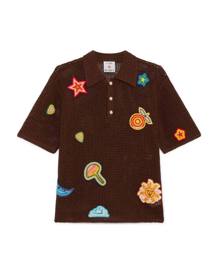 Crochet Motif Polo Shirt