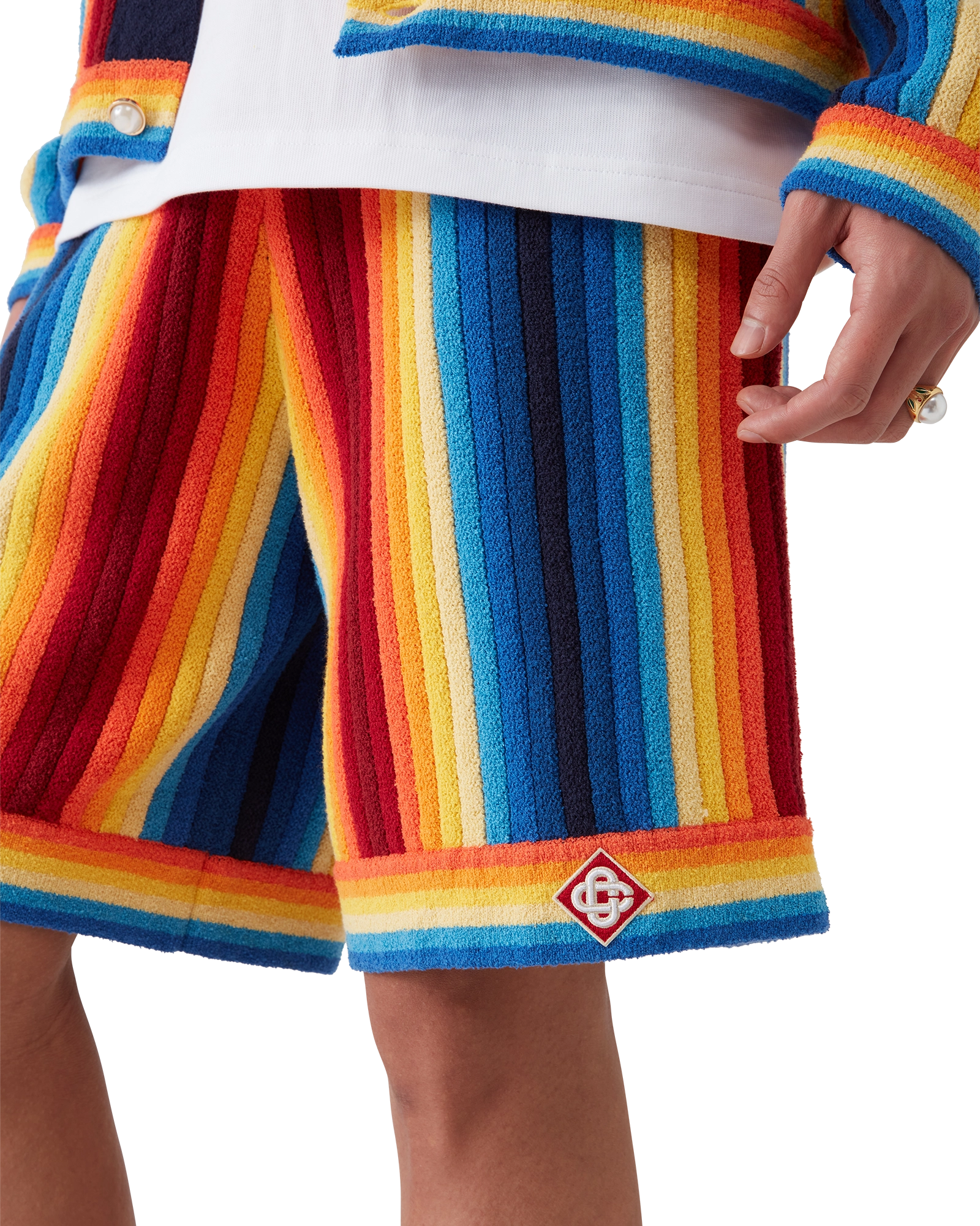 Gradient Stripe Towelling Shorts