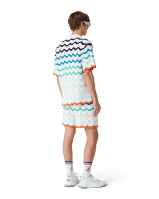 Gradient Wave Short Sleeve Crochet Shirt