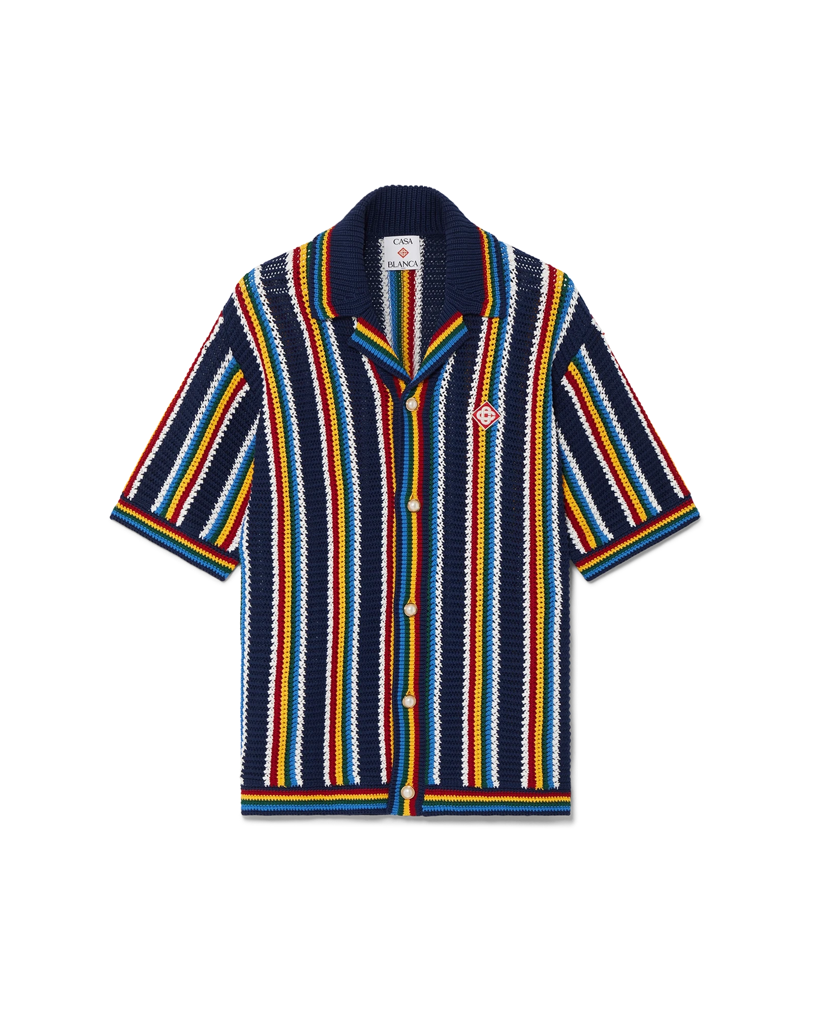 Crochet Short Sleeve Stripe Shirt