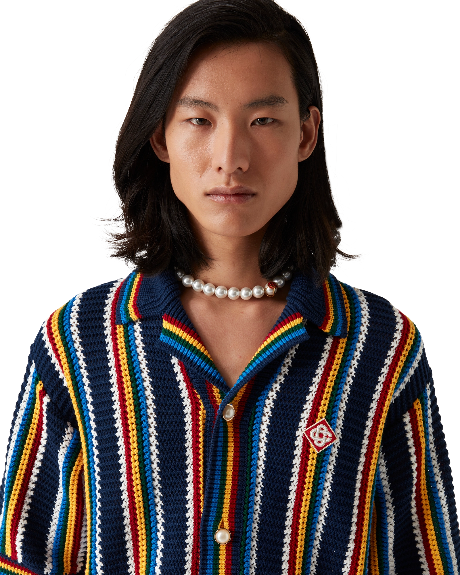 Crochet Short Sleeve Stripe Shirt