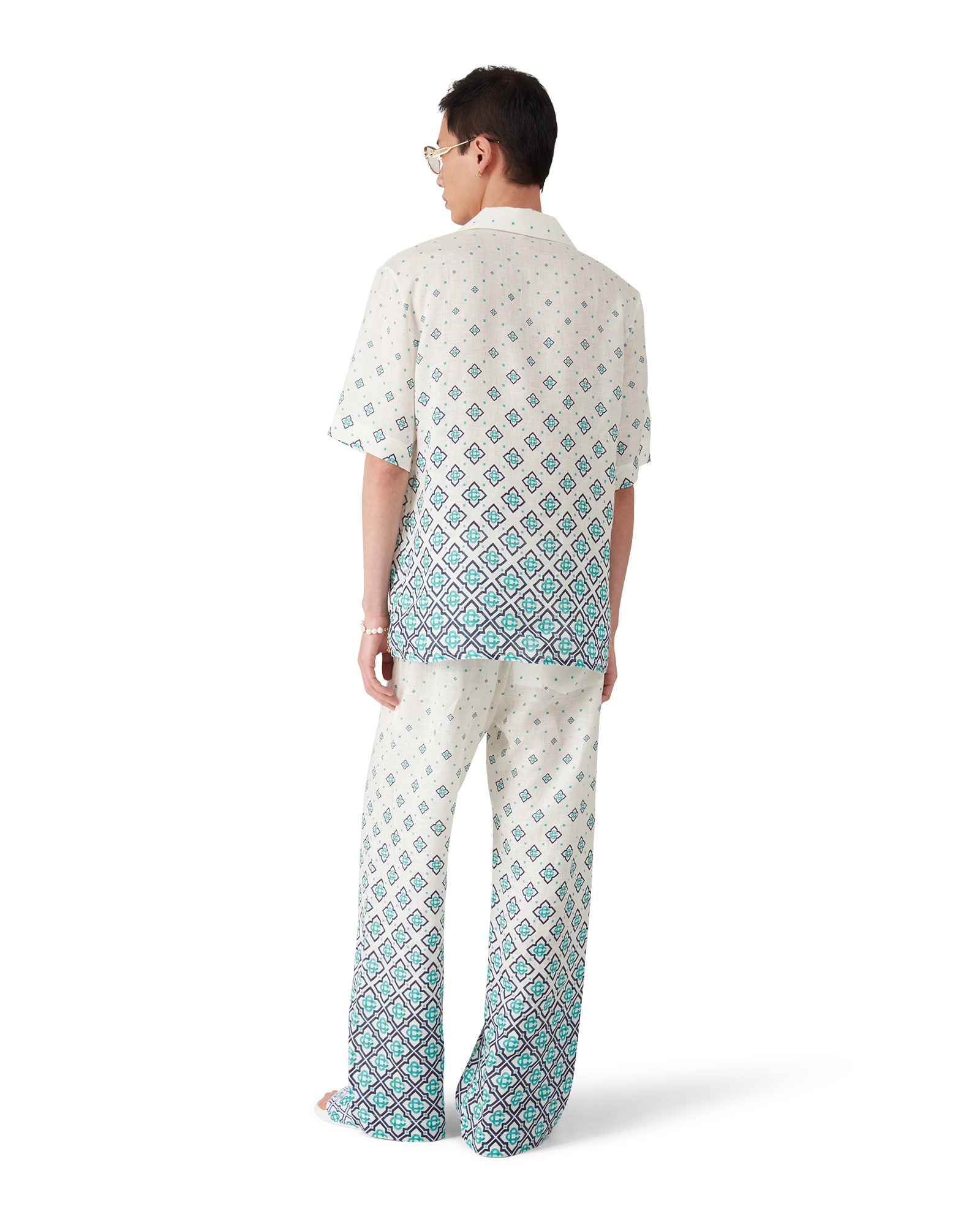 Gradient Monogram Short Sleeve Linen Shirt