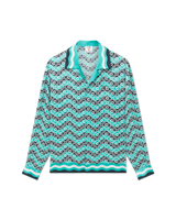 Monogram Wave Long Sleeve Silk Shirt