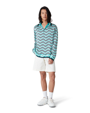 Monogram Wave Long Sleeve Silk Shirt