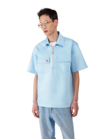 Satin Quarter Zip Short Sleeve Shirt