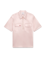 Satin Quarter Zip Short Sleeve Shirt