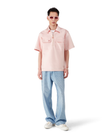 Satin Quarter Zip Short Sleeve Shirt