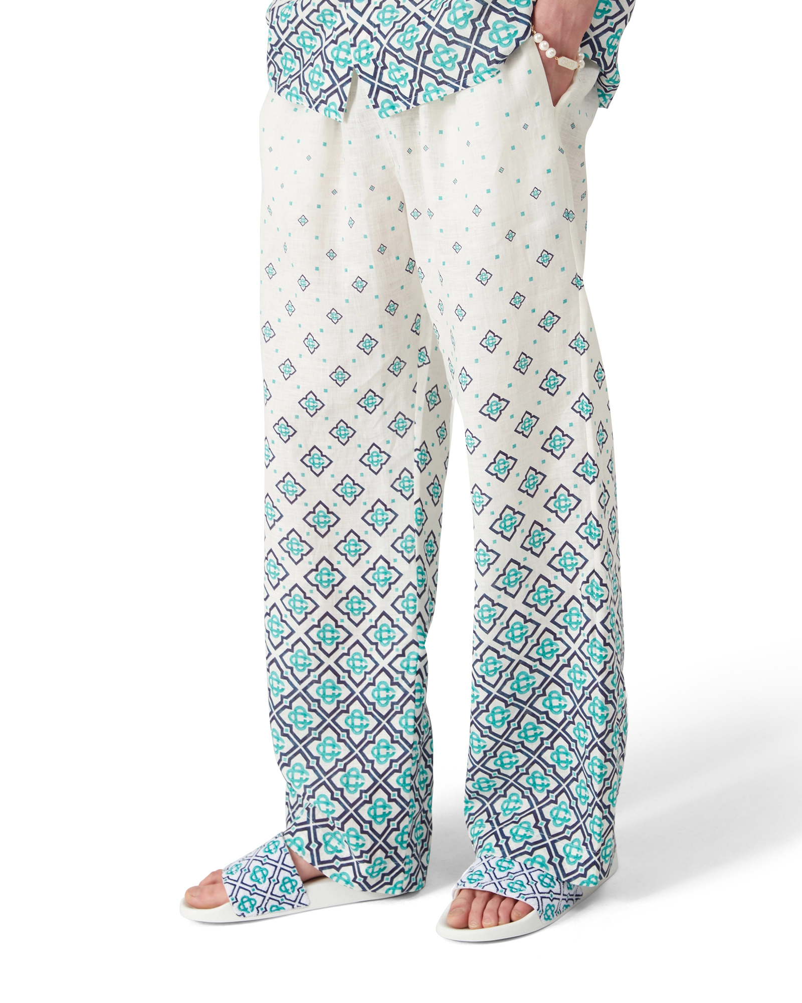 Gradient Monogram Linen Trousers