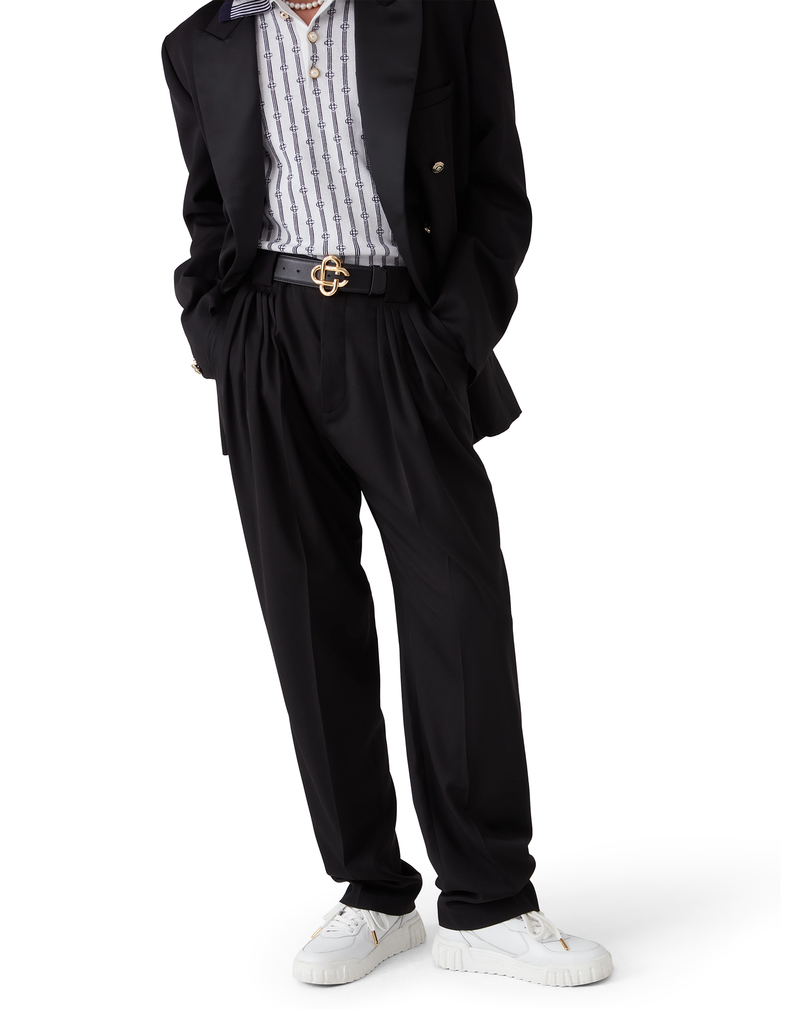 Wool Five Pleat Tailored Trousers