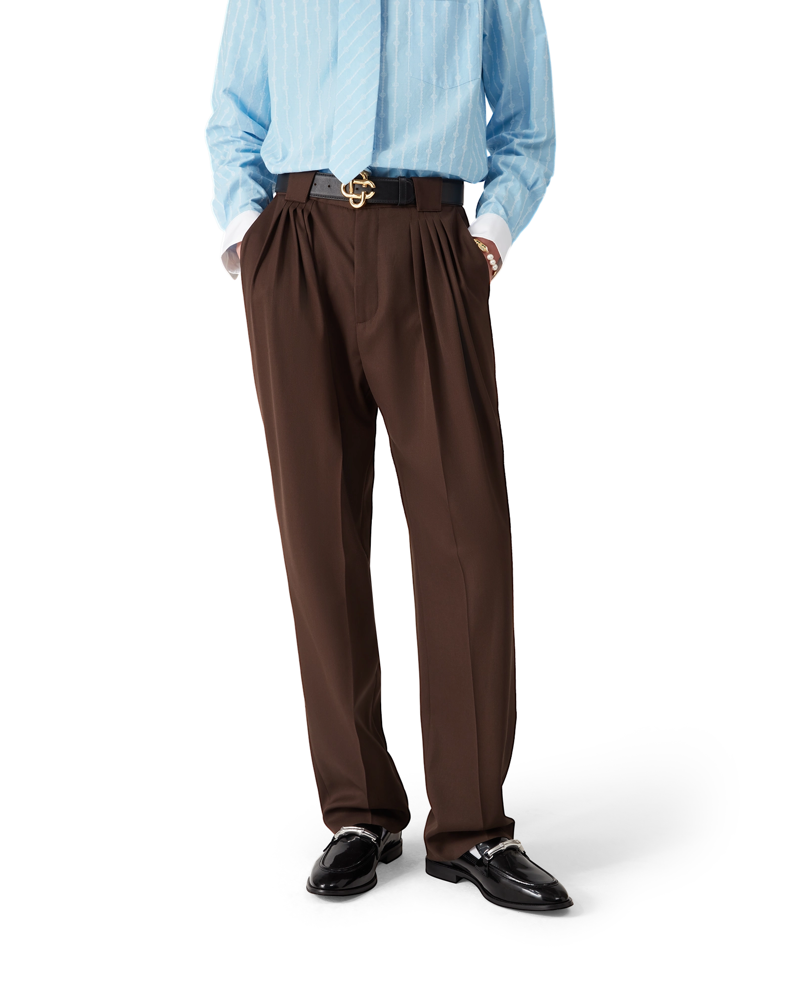 Wool Five Pleat Trousers