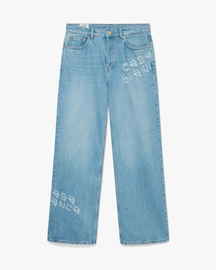 Jean en denim délavé Graffiti