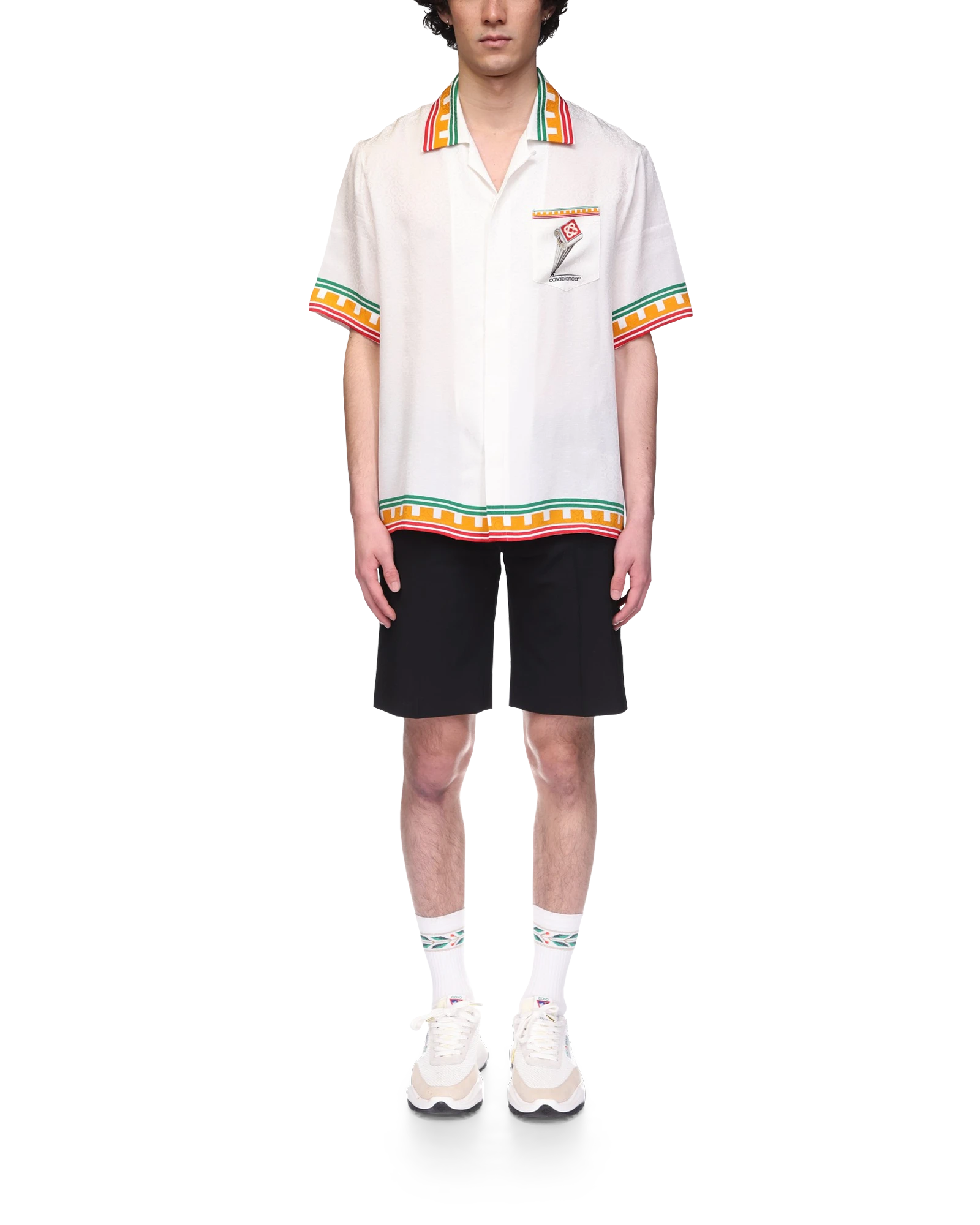 Leaning Column Short Sleeve Silk Shirt