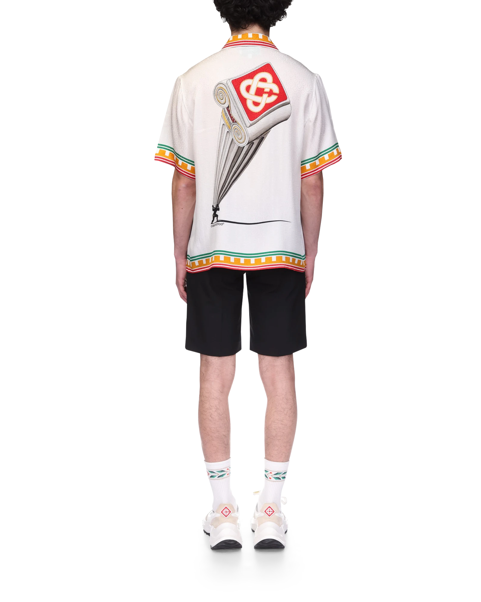 Leaning Column Short Sleeve Silk Shirt