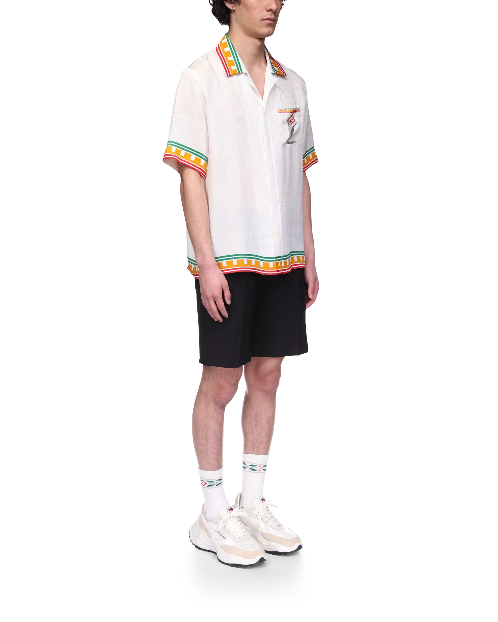 Leaning Column Short Sleeve Silk Shirt