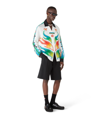 Flame Laurel  Long Sleeve Silk Twill Shirt