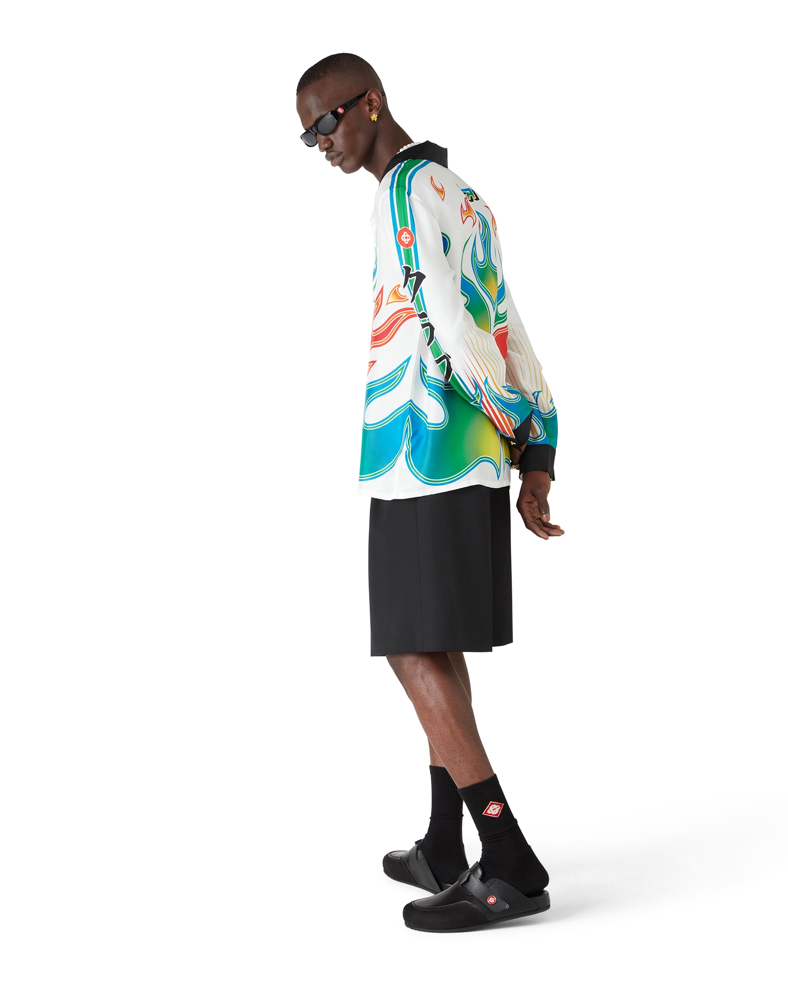 Flame Laurel  Long Sleeve Silk Twill Shirt