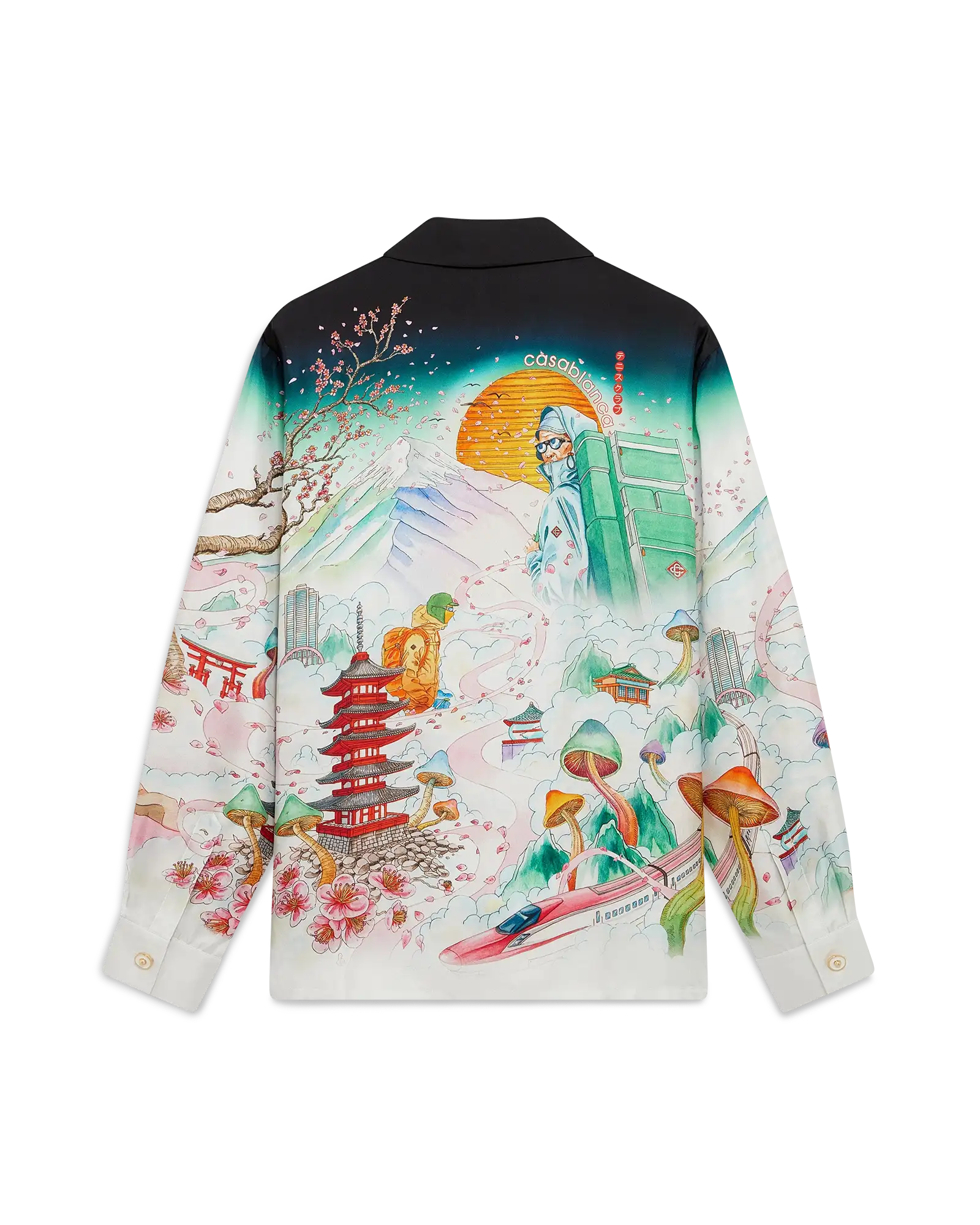 Flowers Long Sleeve Silk Twill Shirt