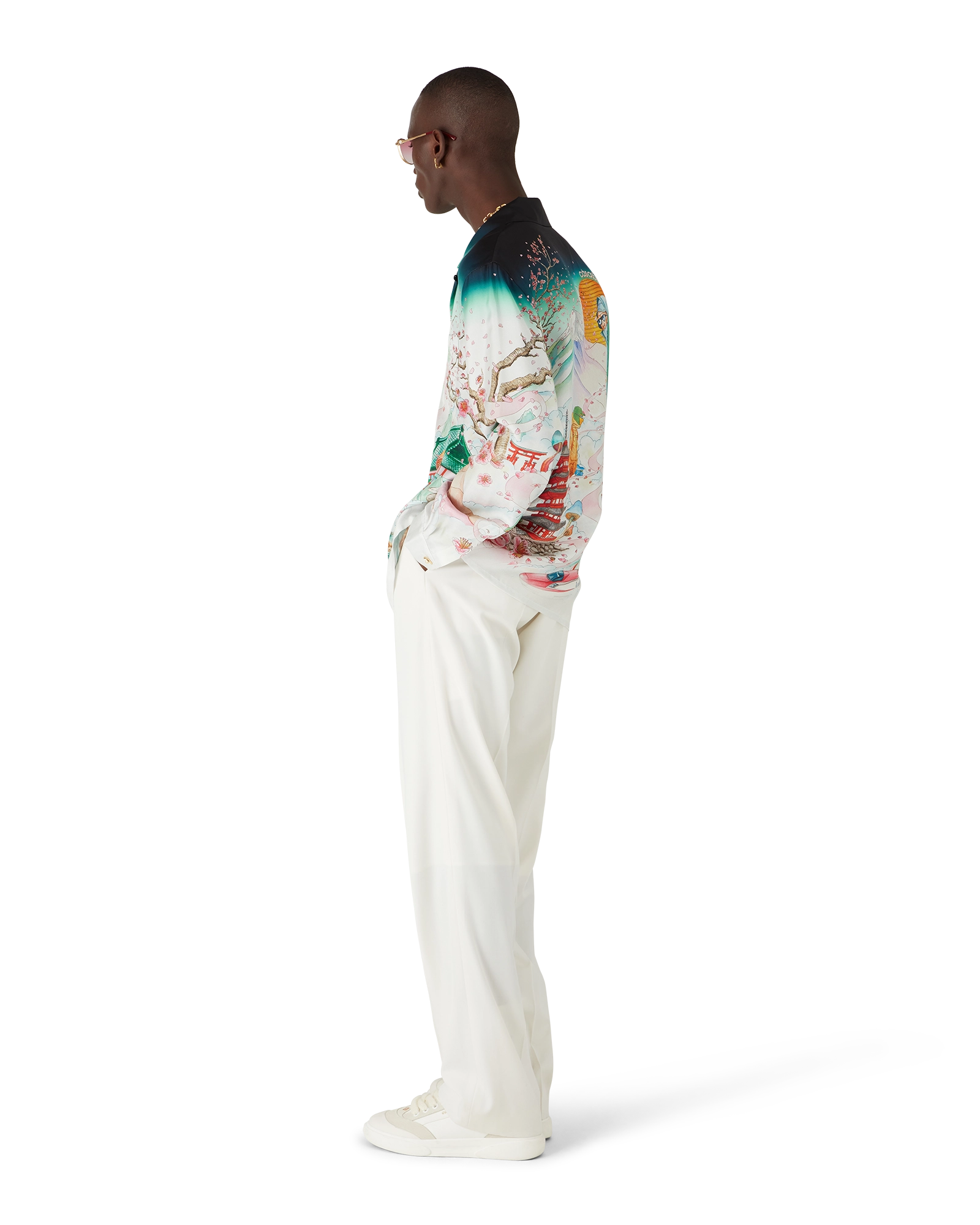Flowers Long Sleeve Silk Twill Shirt