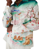 Flowers Long Sleeve Silk Twill Shirt