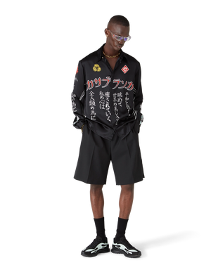 Emblem Long Sleeve  Silk Satin Shirt