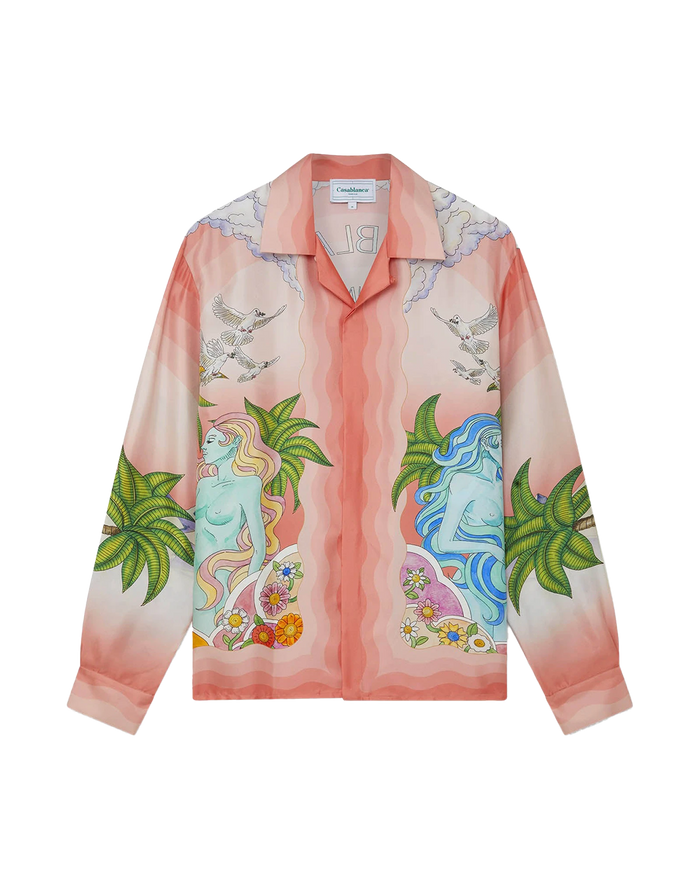 Paix Et Amour Tennis Club Short Sleeve Silk Shirt