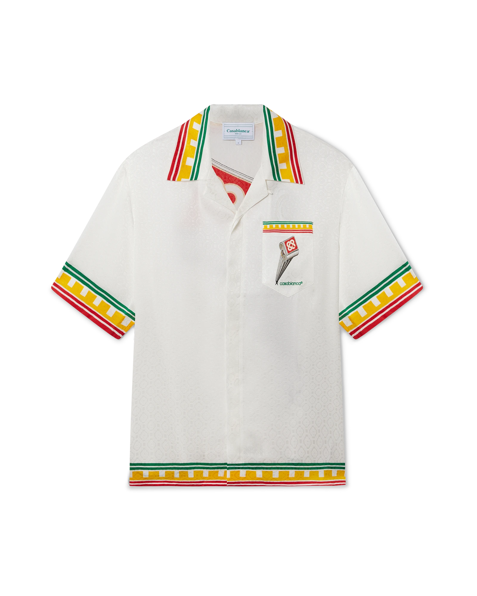 Leaning Column Short Sleeve Silk Shirt
