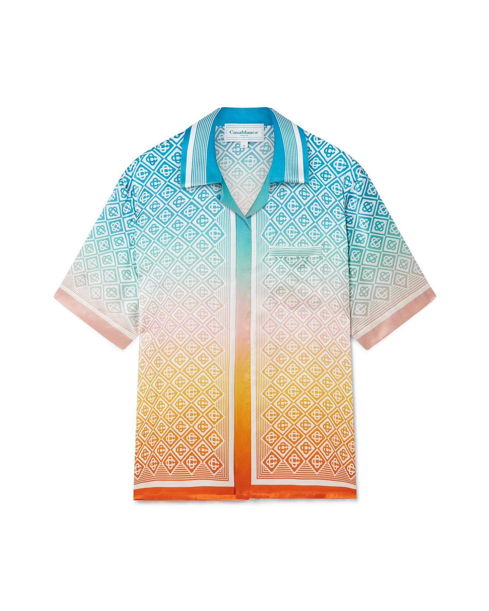 Chemise à manches courtes en soie dégradée à monogramme