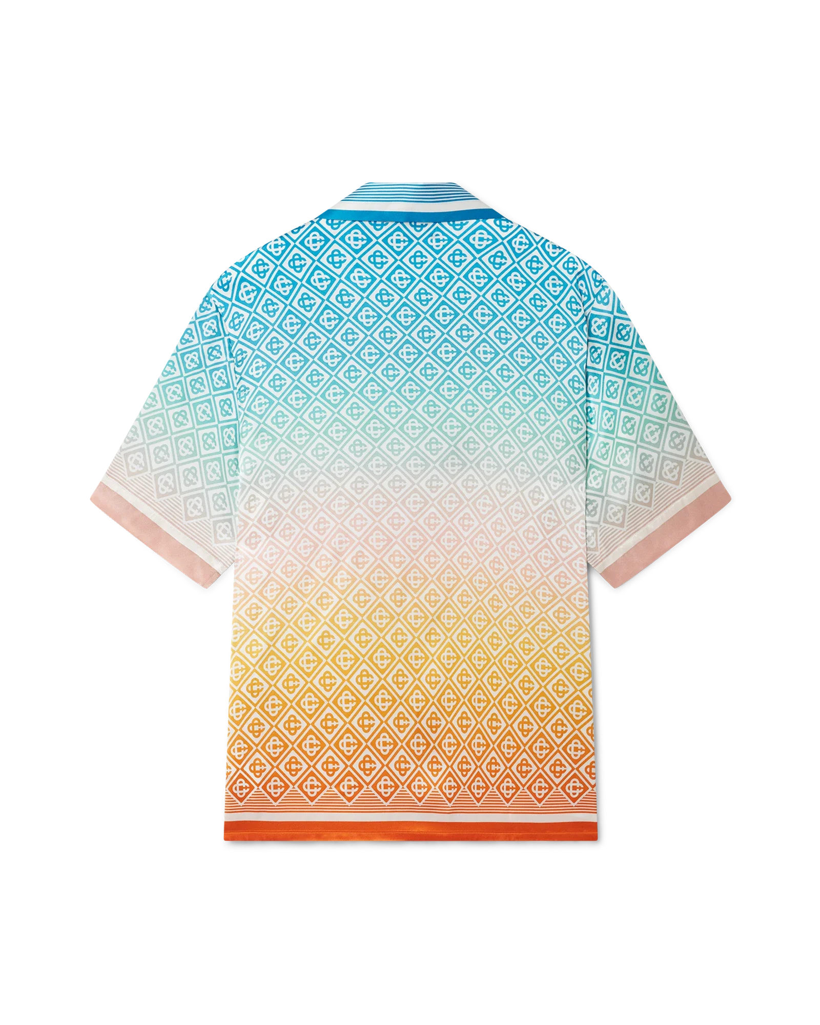 Chemise à manches courtes en soie dégradée à monogramme