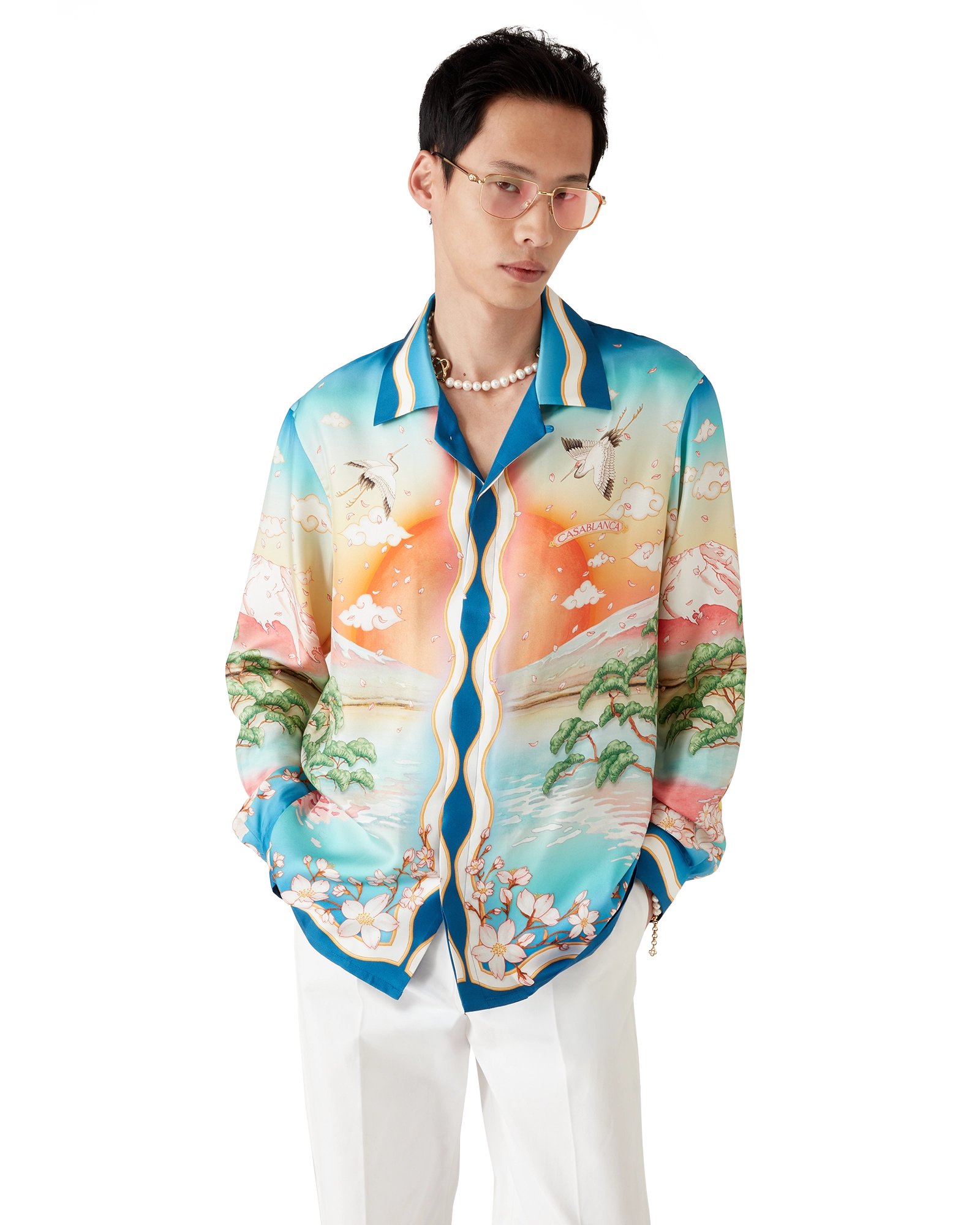 Tennis Club Long Sleeve Silk Shirt